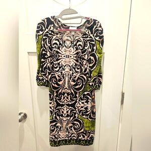 Donna Morgan Green Baroque Print Sheath Dress Size 6